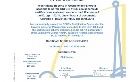 Certificazione Esperto Gestione Energia
