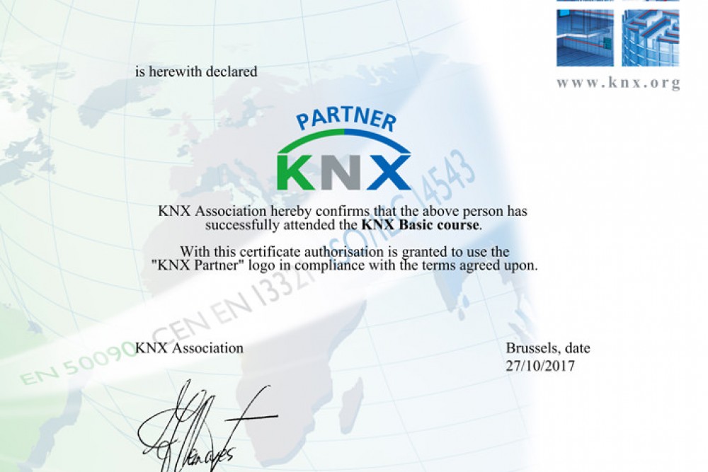 Certificato Knx - Graziano Ingegneria